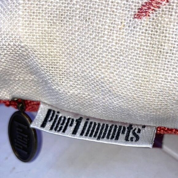 PIER 1 Throw Pillow Nautical Beach Embroidered Coral Pillow Cover 15 x 12 inches - Picture 2 of 10